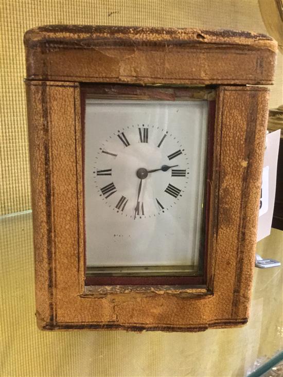 Cased brass carriage timepiece